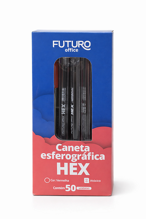 Caneta Esferográfica Vermelha Caixa com 50 Unidades