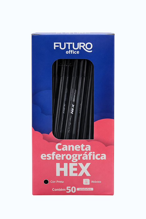 Caneta Esferográfica Preta Caixa com 50 Unidades