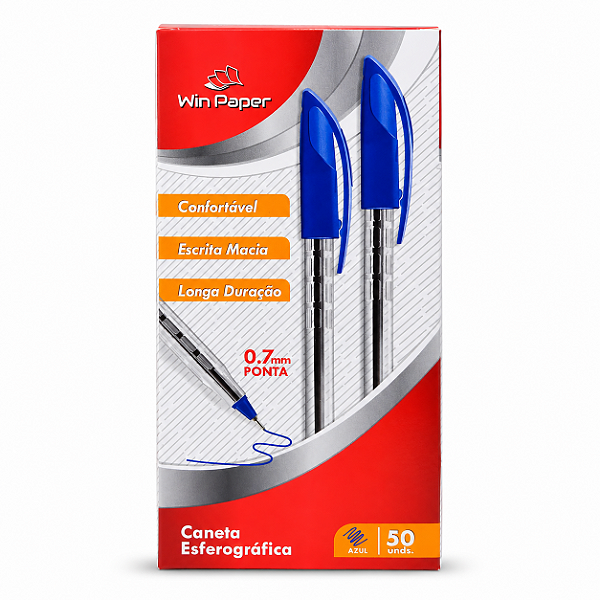 Caneta Esferográfica Azul Caixa com 50 Unidades Win