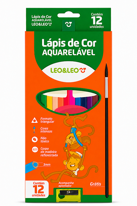 Lápis 12 Cores Aquarelavel Leonora
