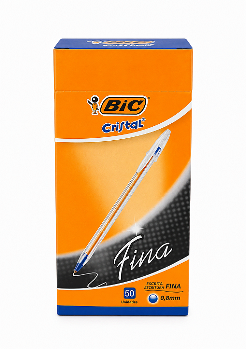 Caneta Bic Cristal Fina Azul Caixa com 50 Unidades
