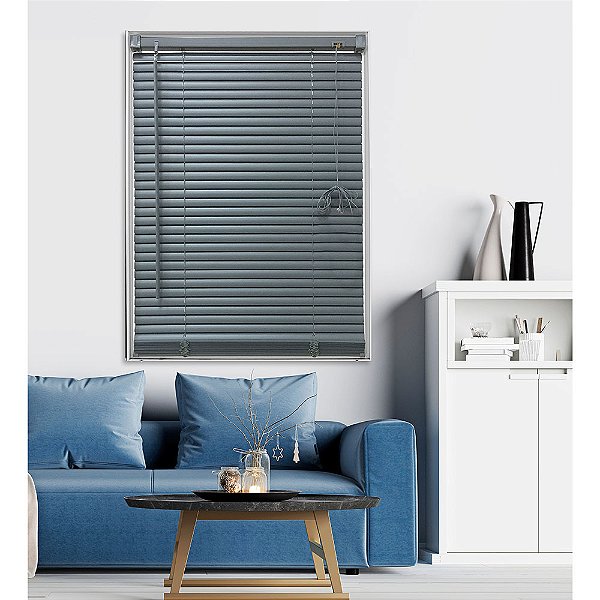 Persiana Horizontal PVC 25mm 120x130 cm Cor Chumbo – Linha OFF 25
