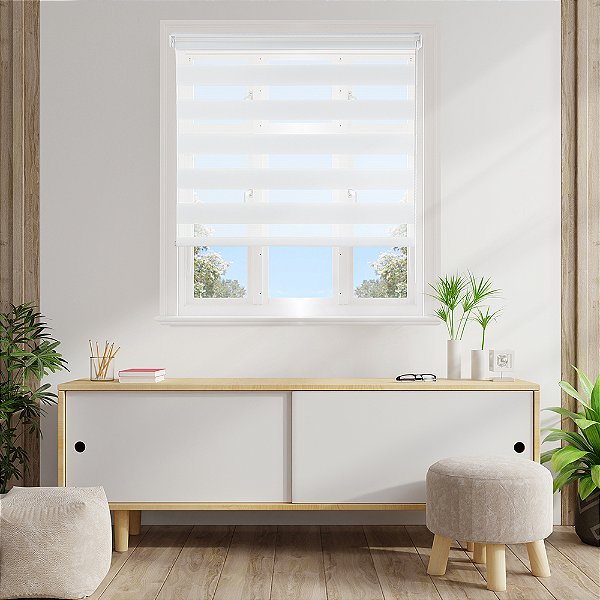 Persiana Rolo Dupla Zebra 100x160 cm Branca