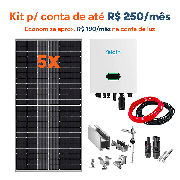 Kit de Energia Solar 3,10 Kwp Inversor Elgin C/fibromadeira
