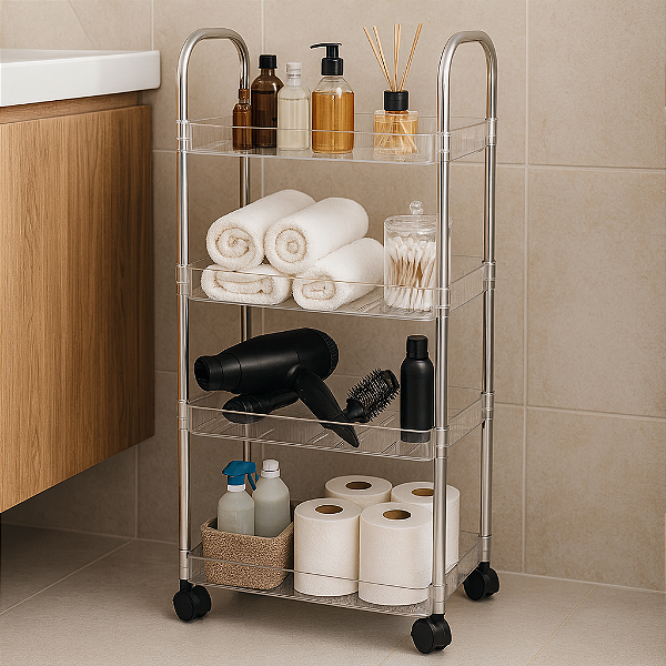 Carrinho Multiuso Affresco 4 Prateleiras – Transparente