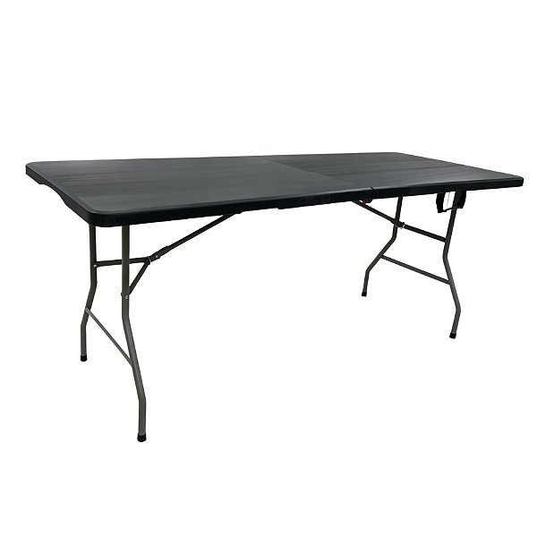 Mesa Dobrável Maleta Multiuso 180cm Preta com Alça para Transporte