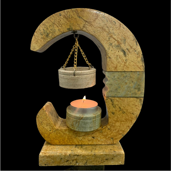 Aromatizador Lua G Envernizado em Pedra Sabão - Aromas, Energia e Estilo Natural