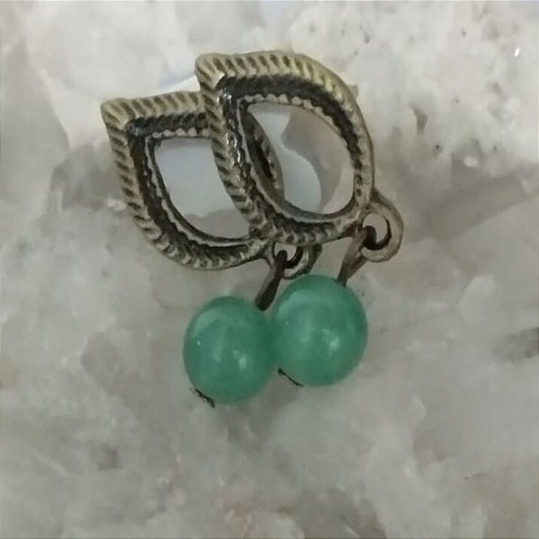 Brinco em Cobre com Aventurina - Prosperidade e Sorte