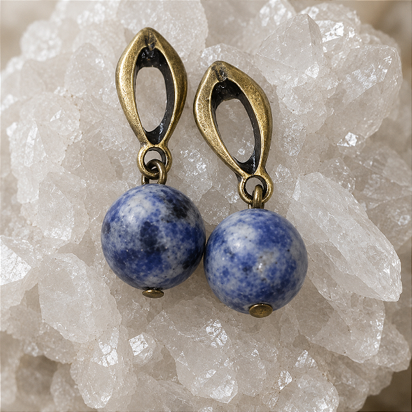 Brinco em Cobre com Sodalita – Intuição e Sabedoria