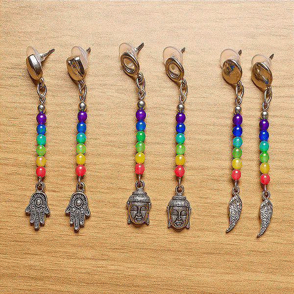 Brinco Pêndulo 7 Chakras - Harmonização e Equilíbrio