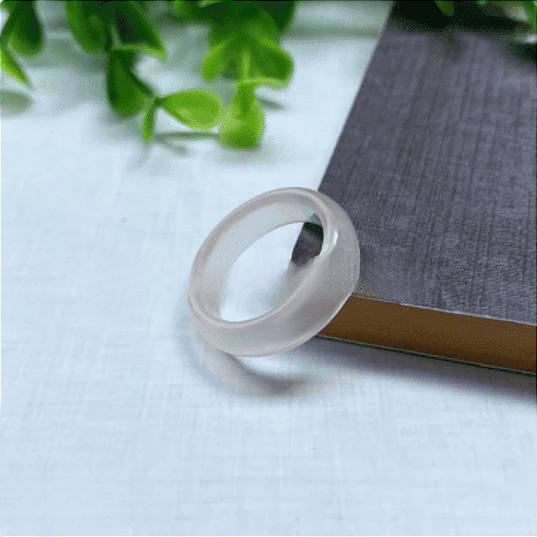 Aliança Pedra Ágata Translúcida Equilíbrio