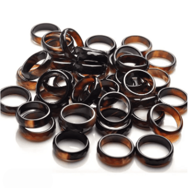 Aliança em Pedra Ágata Marrom - Proteção Emocional