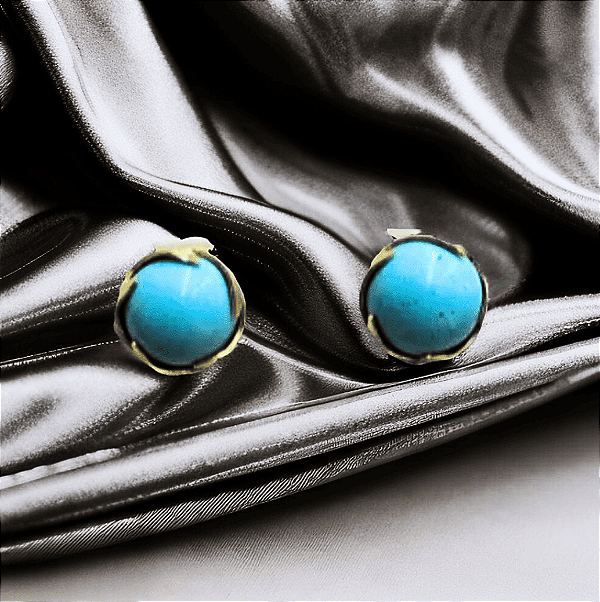 Brinco Pedra Natural Estilo Botão