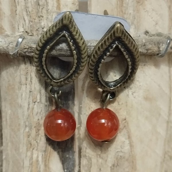 Brinco em Cobre com Ágata Cornalina - Foco nas Metas