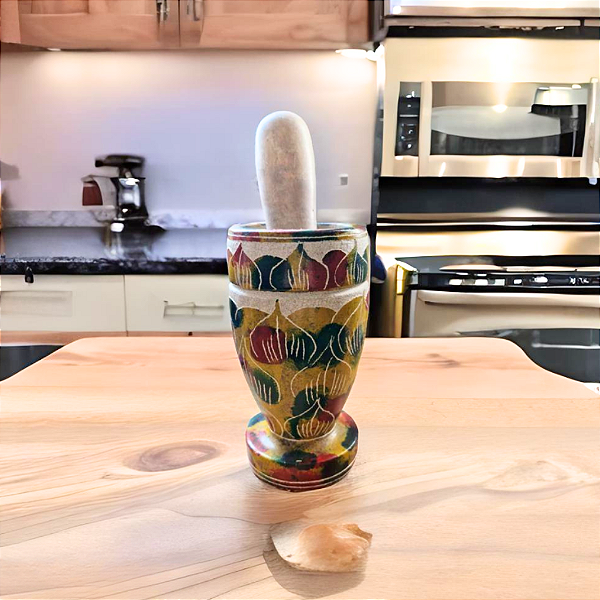 Pilão de Pedra Sabão Colorido Artesanal