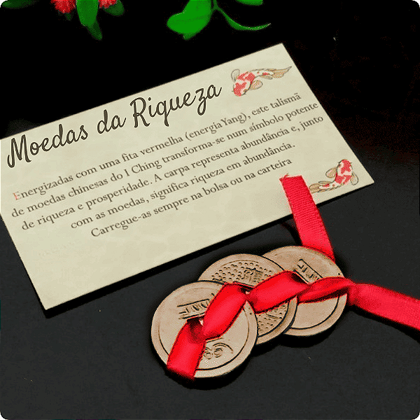 Moedas Feng Shui Riqueza - Amuleto de Sorte