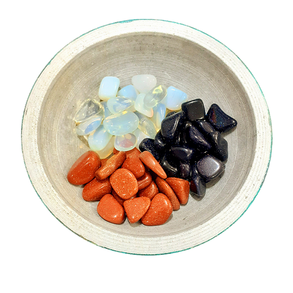 Kit Trio Místico com Pedras da Lua, Estrela e Sol