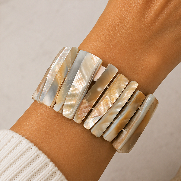 Bracelete em Madrepérola Natural | Elegância e Sofisticação Atemporal