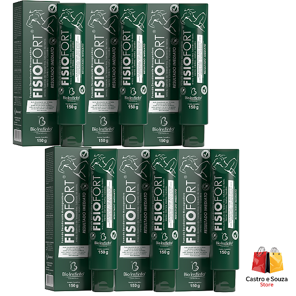 Pomada Massageadora Fisiofort Tradicional 150g Kit 6 unidades | Textura Suave | Rápida Absorção | Original Bio Instinto