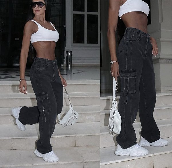 Calça Jeans Cargo