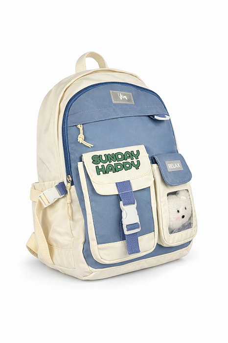 Mochila Escolar Infantil Meninas Cute 17” com Ursinho Kawaii