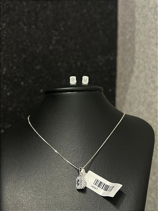 CONJUNTO BRINCO E PINGENTE QUADRADROS