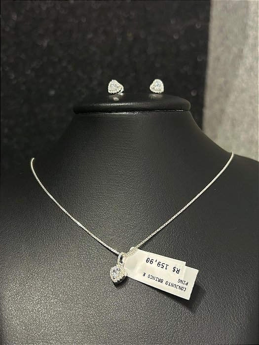 CONJUNTO BRINCO E PINGENTE CORAÇAO