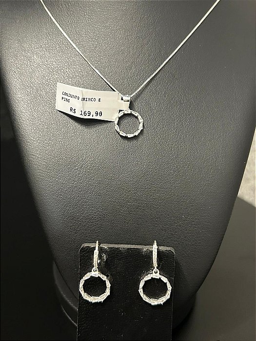 CONJUNTO BRINCO E PINGENTE CIRCULO