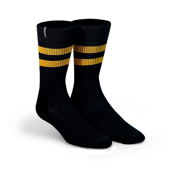 MEIA ESPORTIVA NORDEN OLD SCHOOL PRETO E AMARELO 38/43