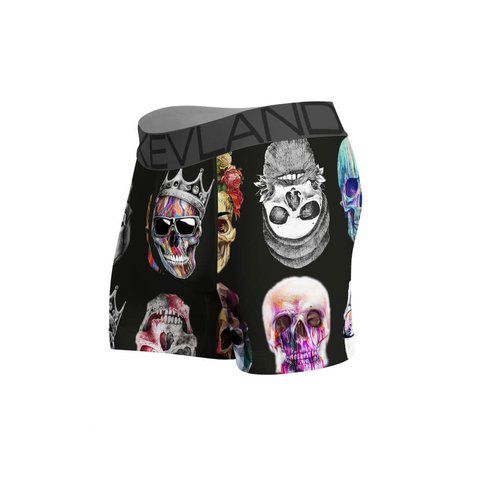 Cueca Boxer Kevland Colored Skulls Black