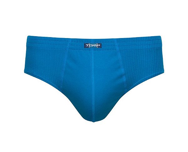 CUECA PLUS SIZE SLIP ALGODÃO LISA AZUL - REF7066