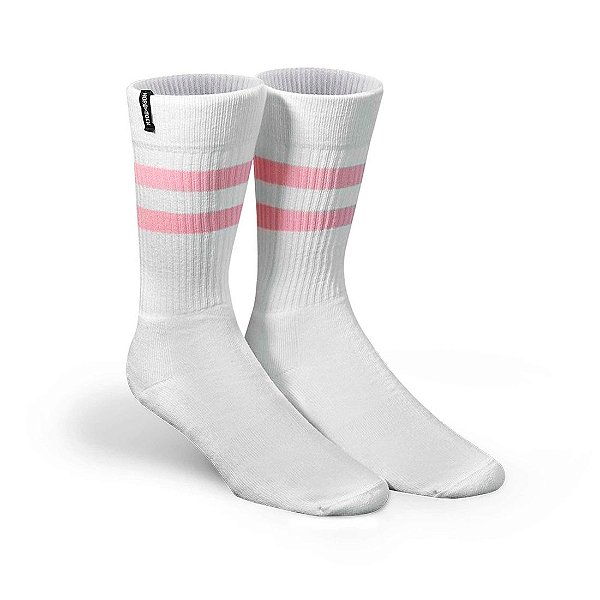 MEIA ESPORTIVA NORDEN OLD SCHOOL BRANCO E ROSA 34/39