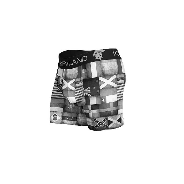 Cueca Boxer Kevland Bandeiras Cinza