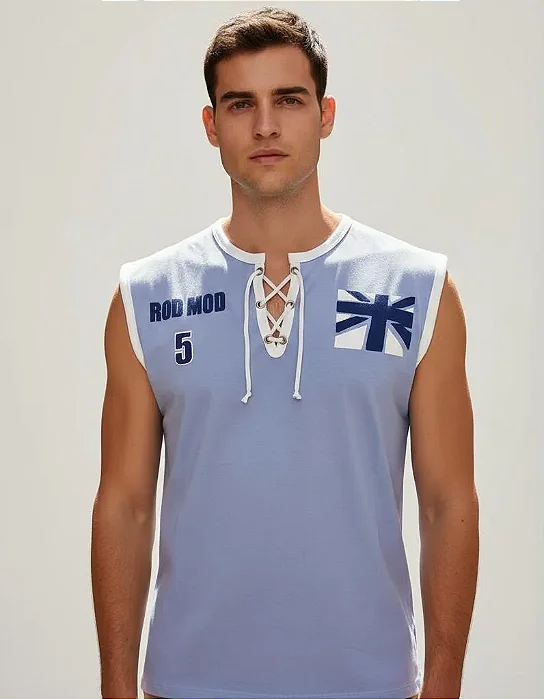 Camiseta Regata Estampada Masculina Algodão Lilás