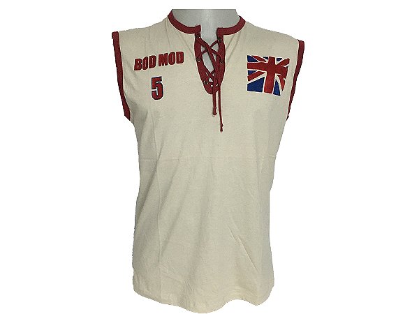 Camiseta Regata Estampada Masculina Algodão Bege