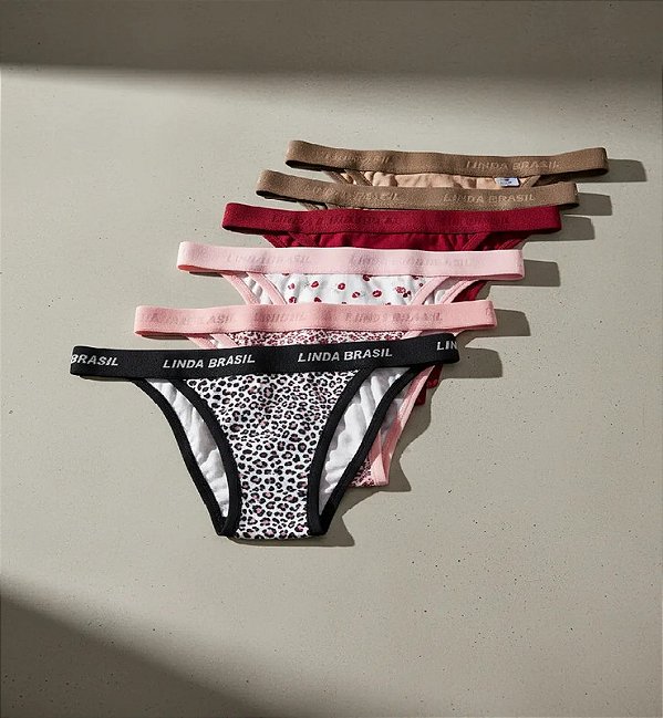 Kit 6 Calcinha Sapeca Tanga Estampada Linda Brasil