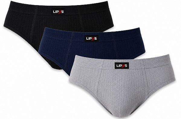Kit 3 Cuecas Slip Microfibra Adulto Canelada Lipys - Ref318