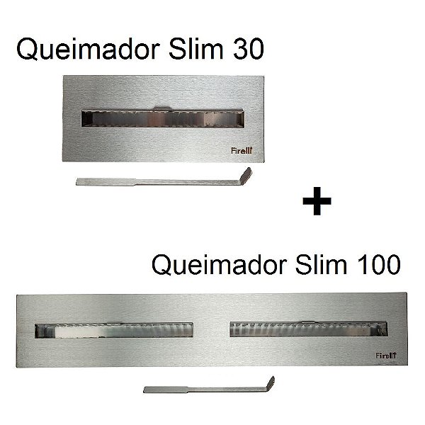 Combo Lareira Ecológica Queimador Etanol/Álcool Slim 100 + Slim 30