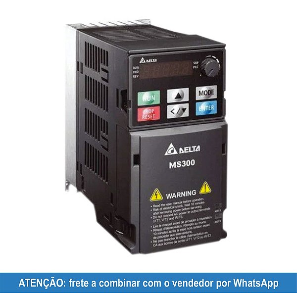 VFD7A5MS21ANSAA Inversor de Frequência MS300 1,5 kW/2HP 7,5A 200/240Vca 1F DELTA