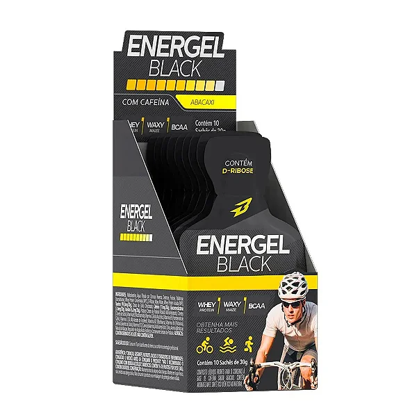 Energel Black (Com Cafeina) Display c/ 10 unidades - Bodyaction Sabor:Abacaxi