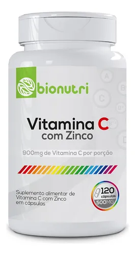 VITAMINA C COM ZINCO BIONUTRI 120 CAPS 500 MG