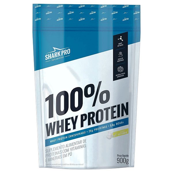 Whey 100% Concentrado 900g Refil - Shark Pro Sabor:Leitinho