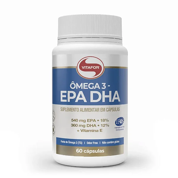 Ômega 3 EPA DHA: Ômega 3 + Vitamina E 60 Cápsulas