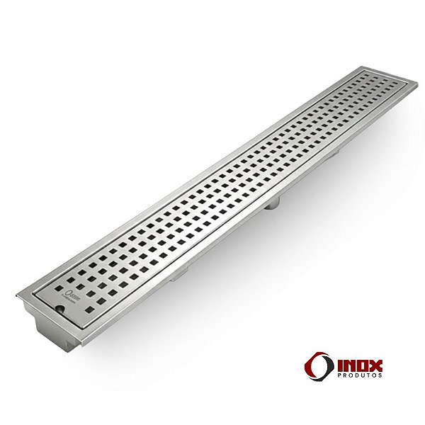 Ralo G104 com Saída Embaixo no Centro - Grelha com Furos Quadrados