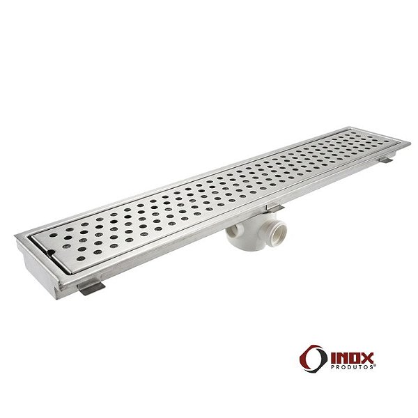 Ralo G10 com Sifão em PVC - Ralo Industrial Inox Sifonado com Cesto Coletor de Residuos - Grelha com Furos Redondos