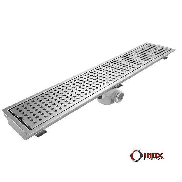 Ralo G104 com Sifão em PVC - Ralo Industrial Inox Sifonado com Cesto Coletor de Resíduos - Grelha com Furos Quadrados