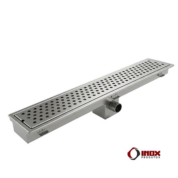 Ralo G10 Com Sifão Inox Com Saída Embaixo No Centro - Grelha com Furos Redondos