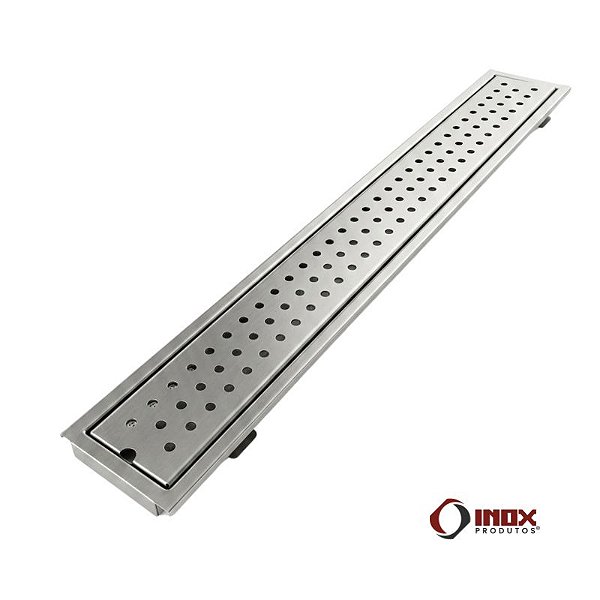 Ralo G10 com Moldura - Calha, Grelha com Furos Redondos e Cesto Coletor de Resíduos