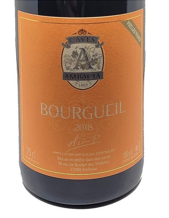 Vinho Fino Tinto Seco - Caves Ambacia - AOC Bourgueil 2018 - Lote: LBV2018.