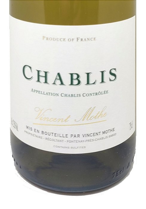 Vinho Fino Branco Seco - Domaine Vincent Mothe - AOC Chablis 2022 -  LOTE:L3318